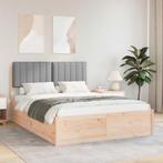 vidaXL Bedframe met Gevoerde Hoofdbord Lichtgrijs 140 x 200, Huis en Inrichting, Slaapkamer | Bedden, Verzenden, Nieuw