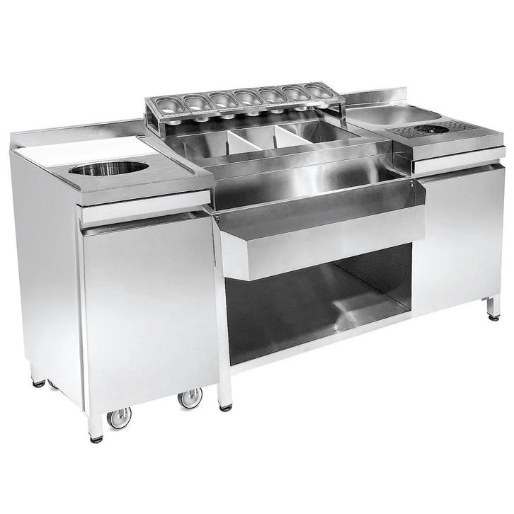 Bar-/Cocktailstation | RVS | Spoelbak + Glazenspoeler |, Zakelijke goederen, Horeca | Keukenapparatuur, Nieuw in verpakking, Verzenden