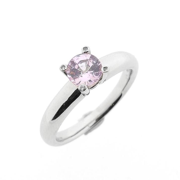 Witgouden Phlox ring gezet met roze saffier en diamant;..., Handtassen en Accessoires, Ringen, Dame, Met edelsteen, Overige kleuren