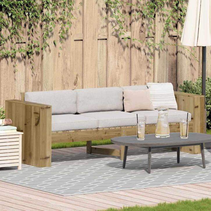 vidaXL Tuin Sofa Groen 185.5 x 60 x 62 cm Impregneerd, Tuin en Terras, Tuinsets en Loungesets, Nieuw, Verzenden