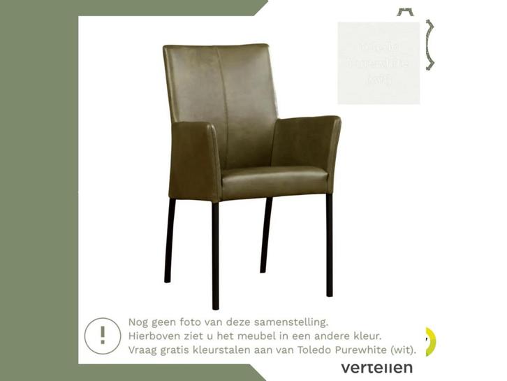 Leren eetkamerstoel Comfort met armleuning - Toledo, Huis en Inrichting, Stoelen, Wit, Eén, Nieuw, Leer, Ophalen of Verzenden