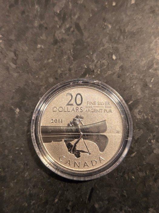 Canada. 20 Dollars 2011 Canoe (Zonder minimumprijs), Timbres & Monnaies, Monnaies | Europe | Monnaies non-euro