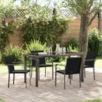 vidaXL Tuin Eettafel Set 5 pcs Zwart en Grijs PE Riet, Verzenden, Nieuw