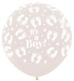 Ballonnen Its a Boy Footprint Clear 91cm 2st, Verzenden