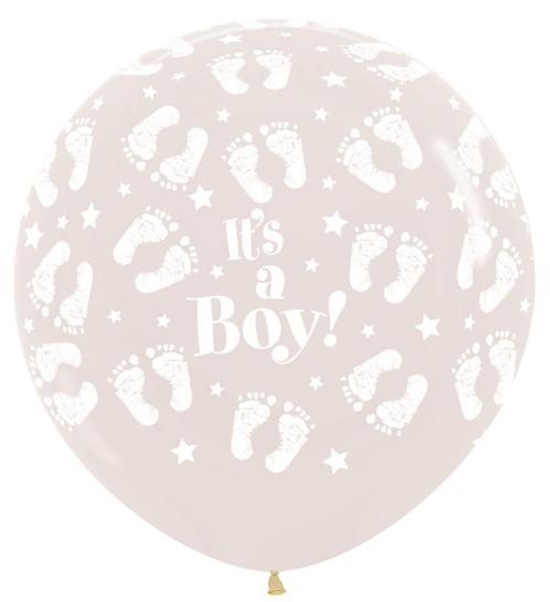 Ballonnen Its a Boy Footprint Clear 91cm 2st, Hobby en Vrije tijd, Feestartikelen, Nieuw, Verzenden