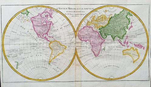 World Map - Bol in halfronden; Rigobert Bonne - LAncien, Boeken, Atlassen en Landkaarten