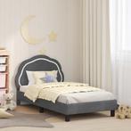 vidaXL Kinderen bedframe met hoofdboard Donkergrijs 80 x 160, Huis en Inrichting, Slaapkamer | Bedden, Verzenden, Nieuw