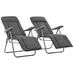 vidaXL Tuinstoelen met kussen inklapbaar 2 st grijs, Tuin en Terras, Verzenden, Nieuw