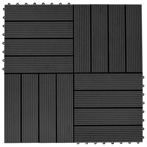 vidaXL Terrastegels 30x30 cm 1 m² HKC zwart 11 st, Doe-het-zelf en Bouw, Vloerdelen en Plavuizen, Nieuw, Verzenden