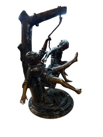 Nach Hippolyte Moreau (1832-1927) - sculptuur, „Kinder auf