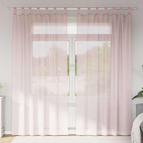 vidaXL Gordijnen voile met lussen 2 st 140x245 cm lichtroze, Huis en Inrichting, Stoffering | Gordijnen en Lamellen, Nieuw, Verzenden