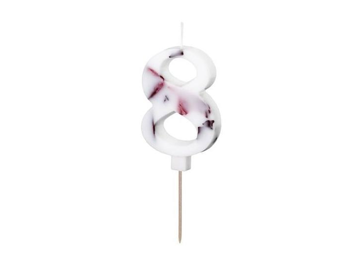Birthday Candle Number 8, White with Flower Petals, 8 cm, Hobby en Vrije tijd, Feestartikelen, Nieuw, Verzenden