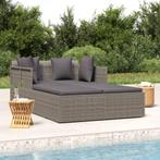 vidaXL Ligbed met kussens 182x118x63 cm poly rattan grijs, Verzenden, Nieuw