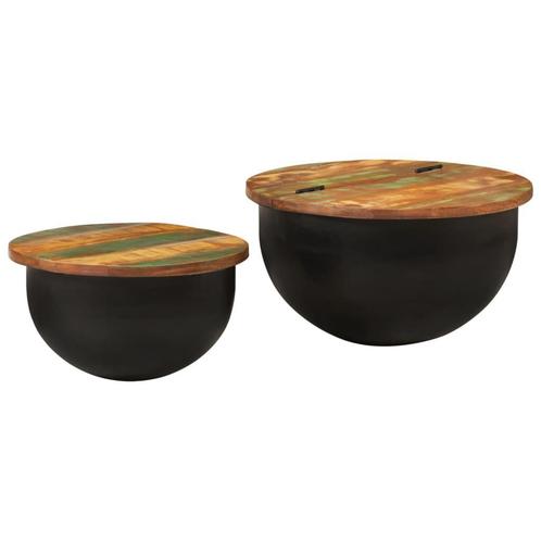 Salontafelset Gerecycled Hout | Retour Deal | Goedkoop!, Huis en Inrichting, Tafels | Salontafels, Minder dan 50 cm, Rond, Nieuw