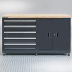 Datona Werkbank met laden 160 cm - Datona - Mat zwart, Doe-het-zelf en Bouw, Werkbanken, Ophalen of Verzenden, Nieuw