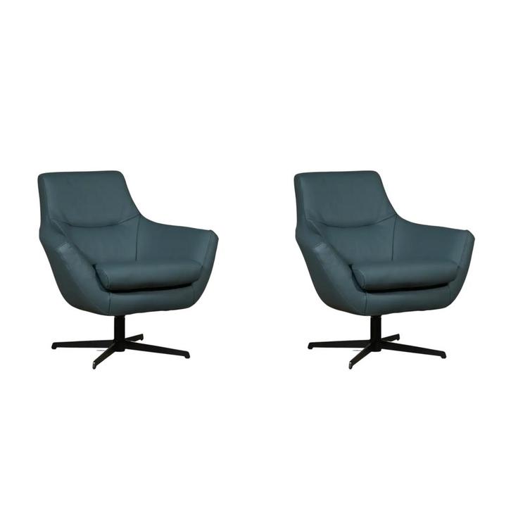 Set van 2 Leren draaifauteuils Wing - Massif Whale, Huis en Inrichting, Fauteuils, 75 tot 100 cm, Nieuw, 75 tot 100 cm, Leer, Ophalen of Verzenden