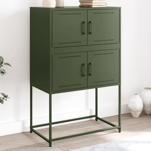 vidaXL Dressoir 68,5x38,5x107 cm staal olijfgroen, Huis en Inrichting, Kasten | Dressoirs, Nieuw, Verzenden
