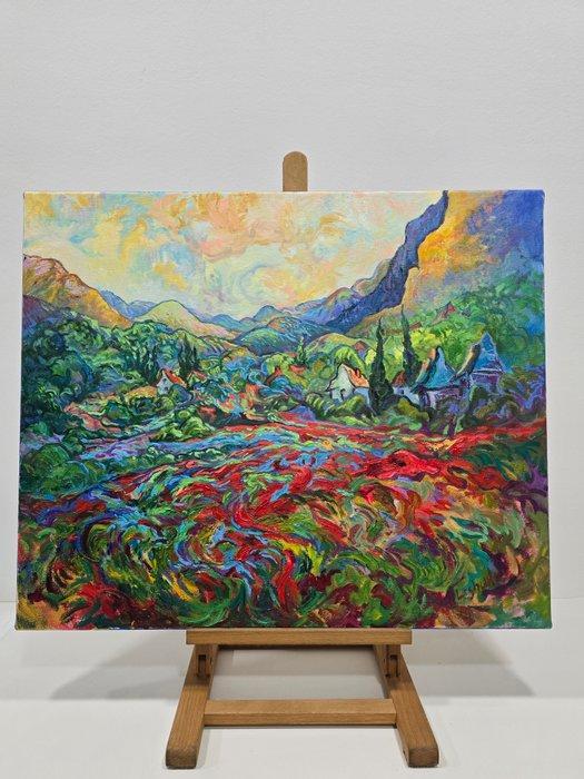 Vitaly Leshukov Soldatov (1968) - Provençal Landscape with, Antiek en Kunst, Kunst | Schilderijen | Klassiek