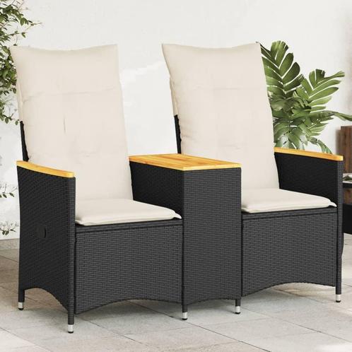 vidaXL Tuinbank 2-zits verstelbaar met tafel poly rattan, Tuin en Terras, Tuinsets en Loungesets, Nieuw, Verzenden