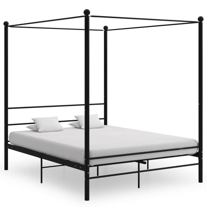 vidaXL Hemelbedframe metaal zwart 160x200 cm, Huis en Inrichting, Slaapkamer | Bedden, Nieuw, Verzenden