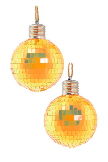 2x Discobal 8 cm LED Iridescent Oranje  Discobol Klein Spieg beschikbaar voor biedingen