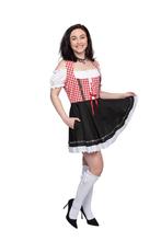 Dirndl rood-wit geruit, zwart rokje Lise, Hobby en Vrije tijd, Verzenden, Nieuw