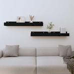 vidaXL Wandschappen 2 st 80x12x9 cm massief grenenhout zwart, Verzenden, Nieuw