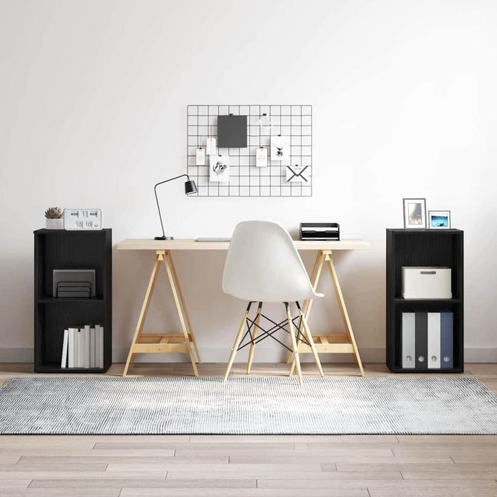 vidaXL Tv-meubelset 2 pcs Zwart Eiken 37 x 35 x 72 cm, Huis en Inrichting, Kasten |Televisiemeubels, Nieuw, Verzenden