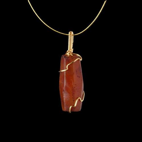 Oud-Romeins Kornalijn Pendant, wire-wrapped, Handtassen en Accessoires, Antieke sieraden