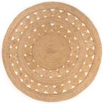 vidaXL Tapijt met ontwerp rond 210 cm gevlochten jute, Huis en Inrichting, Stoffering | Tapijten en Vloerkleden, Verzenden, Nieuw