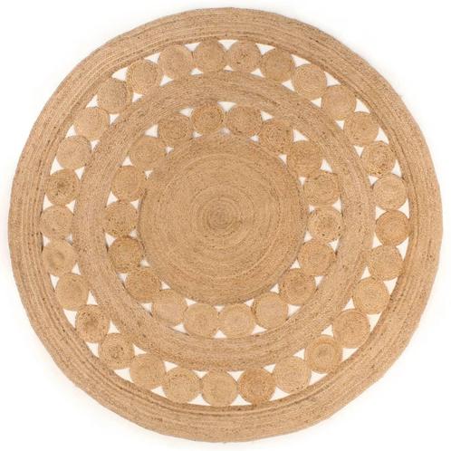 vidaXL Tapijt met ontwerp rond 210 cm gevlochten jute, Huis en Inrichting, Stoffering | Tapijten en Vloerkleden, Nieuw, Verzenden