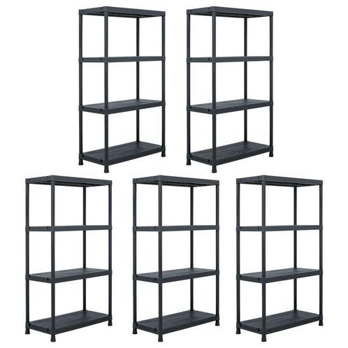 vidaXL Opbergrekken 5 st 60x30x138 cm kunststof zwart, Huis en Inrichting, Kasten | Stellingkasten, Nieuw, Verzenden