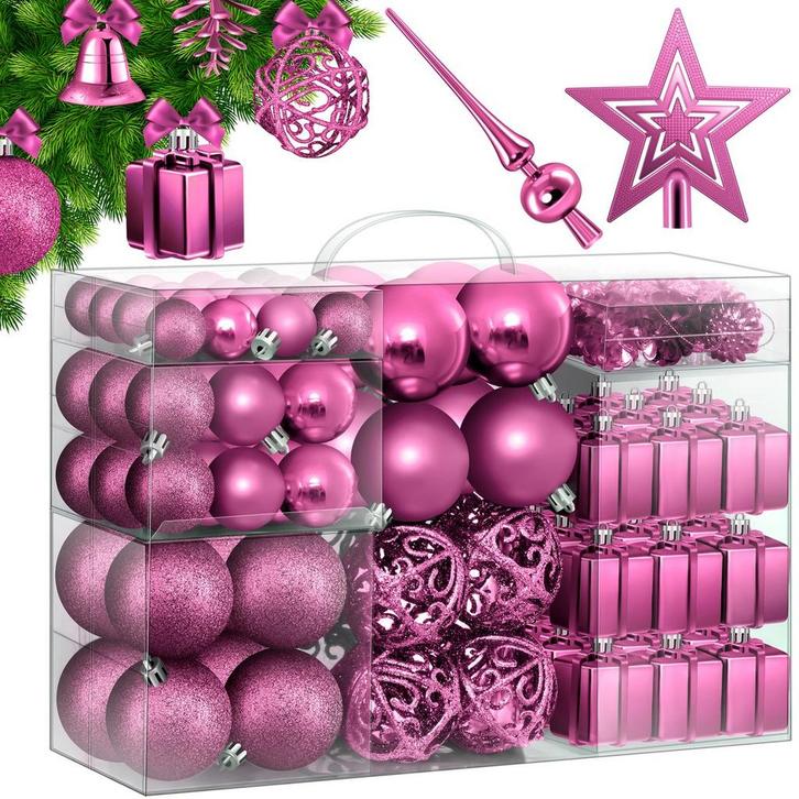 Kerstballen plastic 102-delige Kerstversiering Set - Kerstbo, Diversen, Kerst, Nieuw, Verzenden