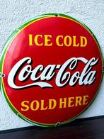 No reserve- Vrij groot Coca Cola emaille reclamebord -