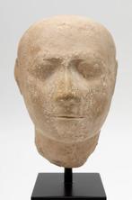 Oud-Egyptisch Kalksteen Mannelijke hoofd. 14 cm H.