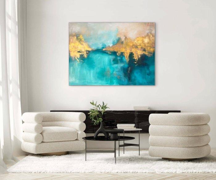 Ellis Hollering - Ocean of Gold - XXL Abstract landscape, Antiek en Kunst, Kunst | Schilderijen | Modern