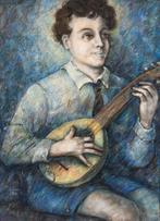 Arnold Van De Laa (1886-1974) - Portret jongeman met banjo, Antiek en Kunst