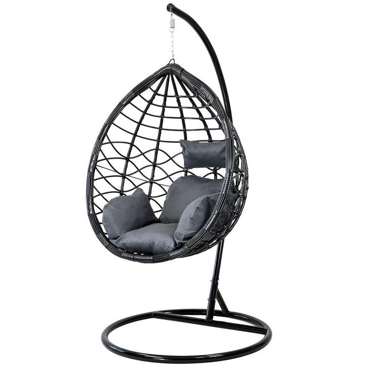Hangstoel met frame - Ei stoel - zwart-grijs - tot 125 kg, Huis en Inrichting, Stoelen, Nieuw, Ophalen of Verzenden