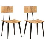 vidaXL Eetkamerstoelen 2 st 44x40x80 cm massief mangohout, Huis en Inrichting, Stoelen, Verzenden, Nieuw