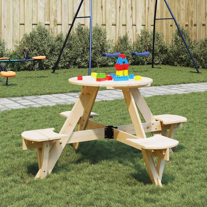vidaXL Picknicktafel voor 4 kinderen met parasolgat rond, Tuin en Terras, Tuintafels, Nieuw, Verzenden