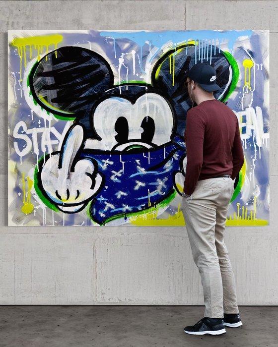 MAxIMO - MICKEY STAY REAL, Antiquités & Art, Art | Peinture | Moderne