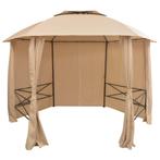 vidaXL Tuinpaviljoen met gordijnen hexagonaal 360x265 cm, Tuin en Terras, Partytenten, Verzenden, Nieuw
