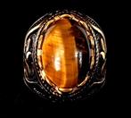 Signetring – Prestige totemisch – Tijgeroog – Schild tegen, Antiek en Kunst