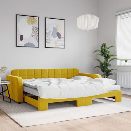 vidaXL Slaapbank onderschuifbed en matrassen 90x200 cm, Huis en Inrichting, Slaapkamer | Bedden, Nieuw, Verzenden