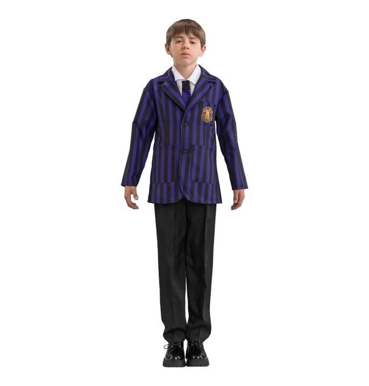 Kostuum Wednesday School Uniform Zwart/Paars Jongen, Hobby en Vrije tijd, Feestartikelen, Nieuw, Verzenden