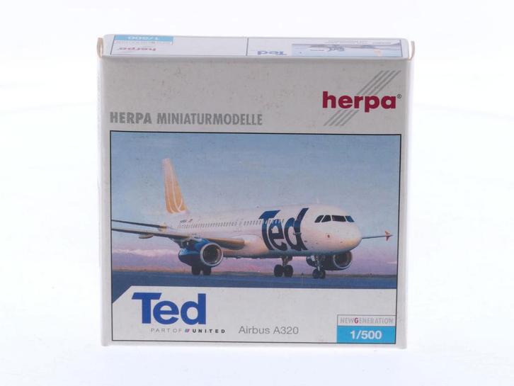 Schaal 1:500 Herpa 502207 Airbus A320 TED Part of United..., Hobby en Vrije tijd, Modelbouw | Vliegtuigen en Helikopters, Zo goed als nieuw