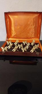 Servetring (12) - Vlinders en libellen - goudkleurige, Antiek en Kunst