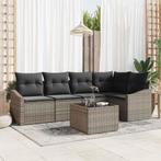 vidaXL 5-delige tuinset met kussens in zwart poly riet, Tuin en Terras, Verzenden, Nieuw, Tuinset