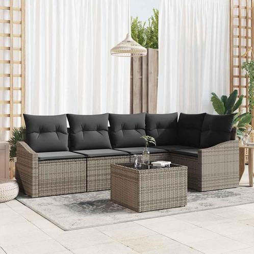 vidaXL 5-delige tuinset met kussens in zwart poly riet, Tuin en Terras, Tuinsets en Loungesets, Tuinset, Nieuw, Verzenden