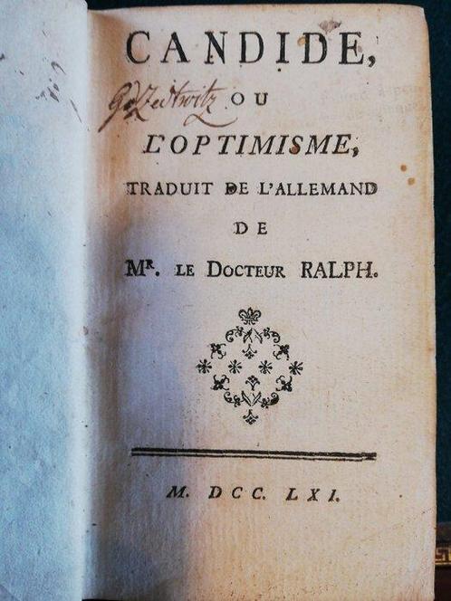 Voltaire - Candide ou l LOptimisme. Traduit de lAllemand, Antiquités & Art, Antiquités | Livres & Manuscrits
